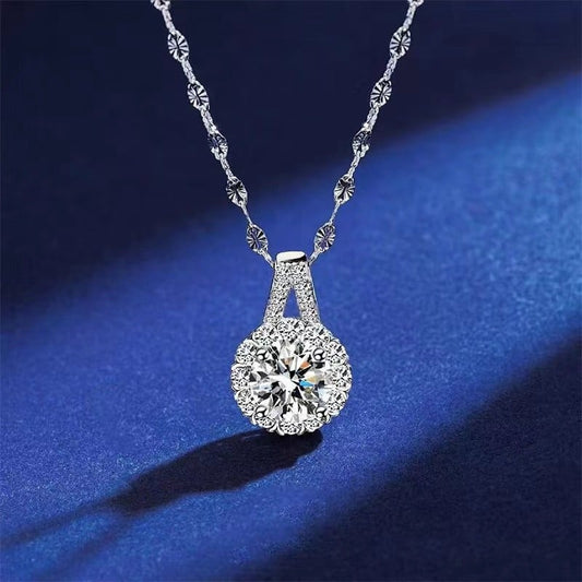 💕S925 collier argent sterling moissanite tournesol